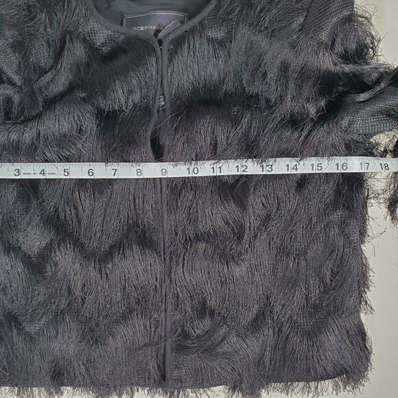 BCBG Maxazria Women's Jacket Size XS Black Fringed Jaxon Party Chevron - Picture 10 of 12